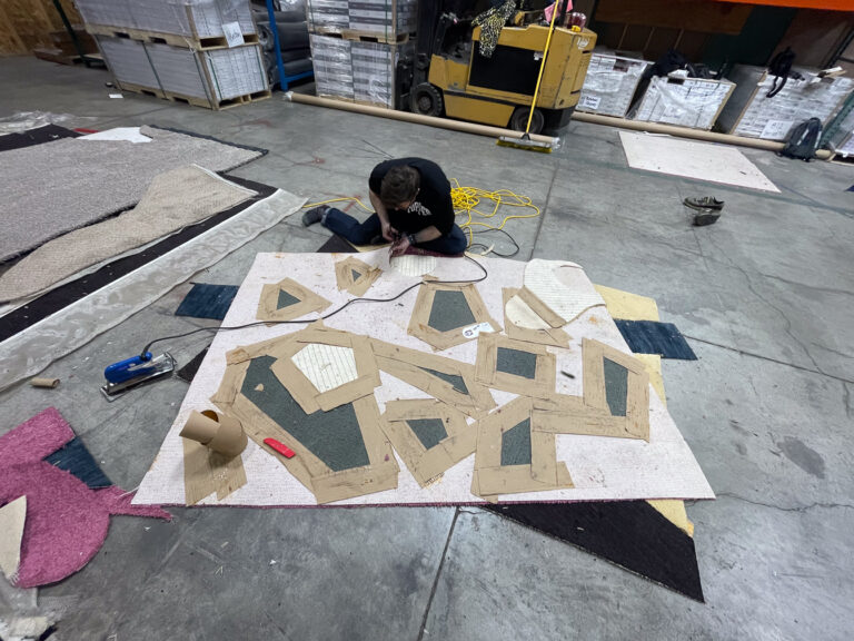 Dustin crafting a carpet